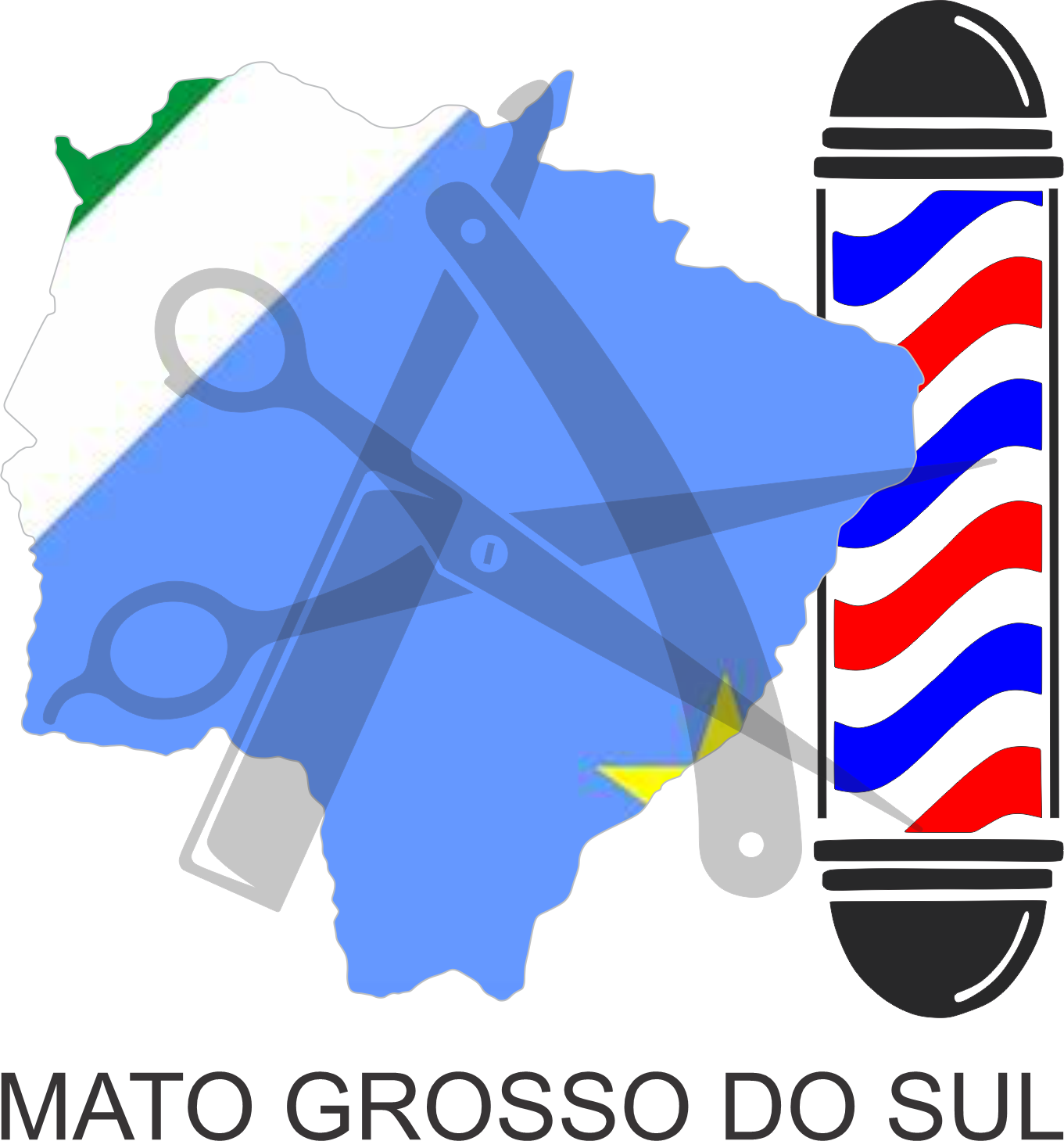 Bandeira do Estado de Mato Grosso do Sul sobre um esquadro e compasso