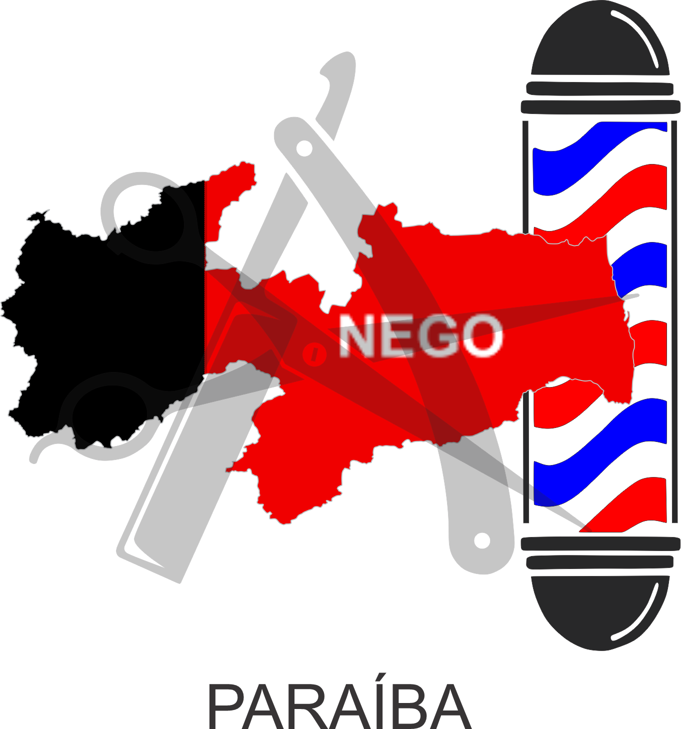 Bandeira do Estado da Paraíba sobre um esquadro e compasso